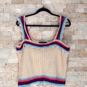 Marc New York Women's Crochet Cotton Boho Crop Top Cream Size XL